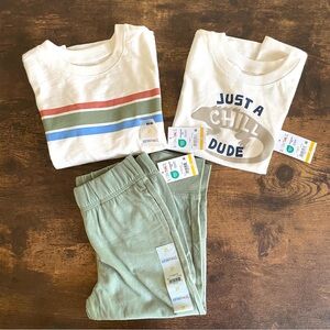 Granimals Green and Ivory Matching Graphic Shirts & Lightweight Sweatpants Set